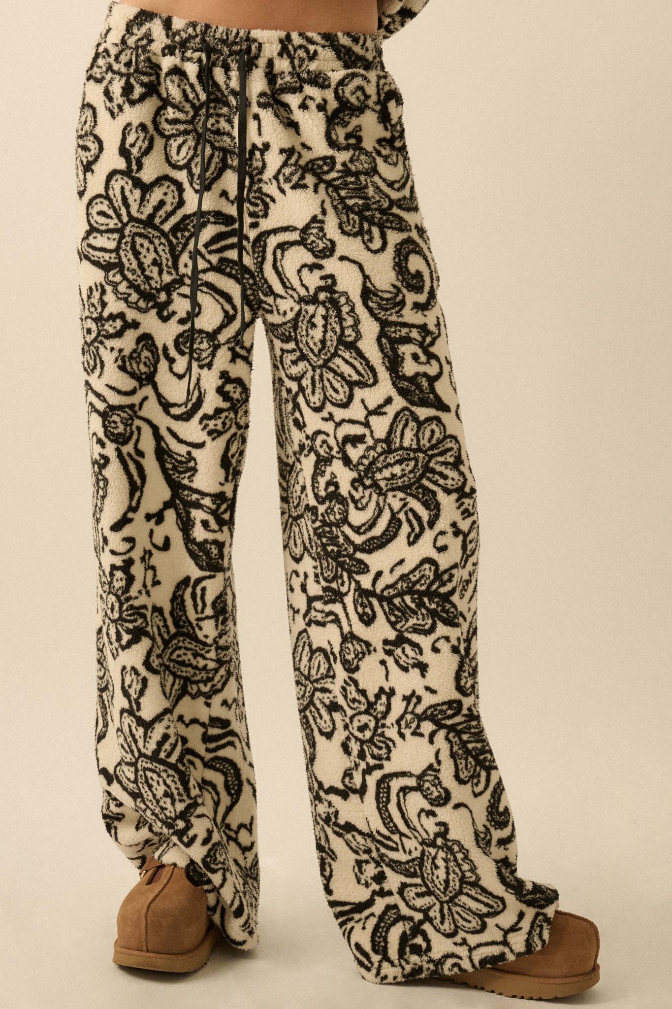 Just A Dream Paisley Fleece Wide-Leg Pants