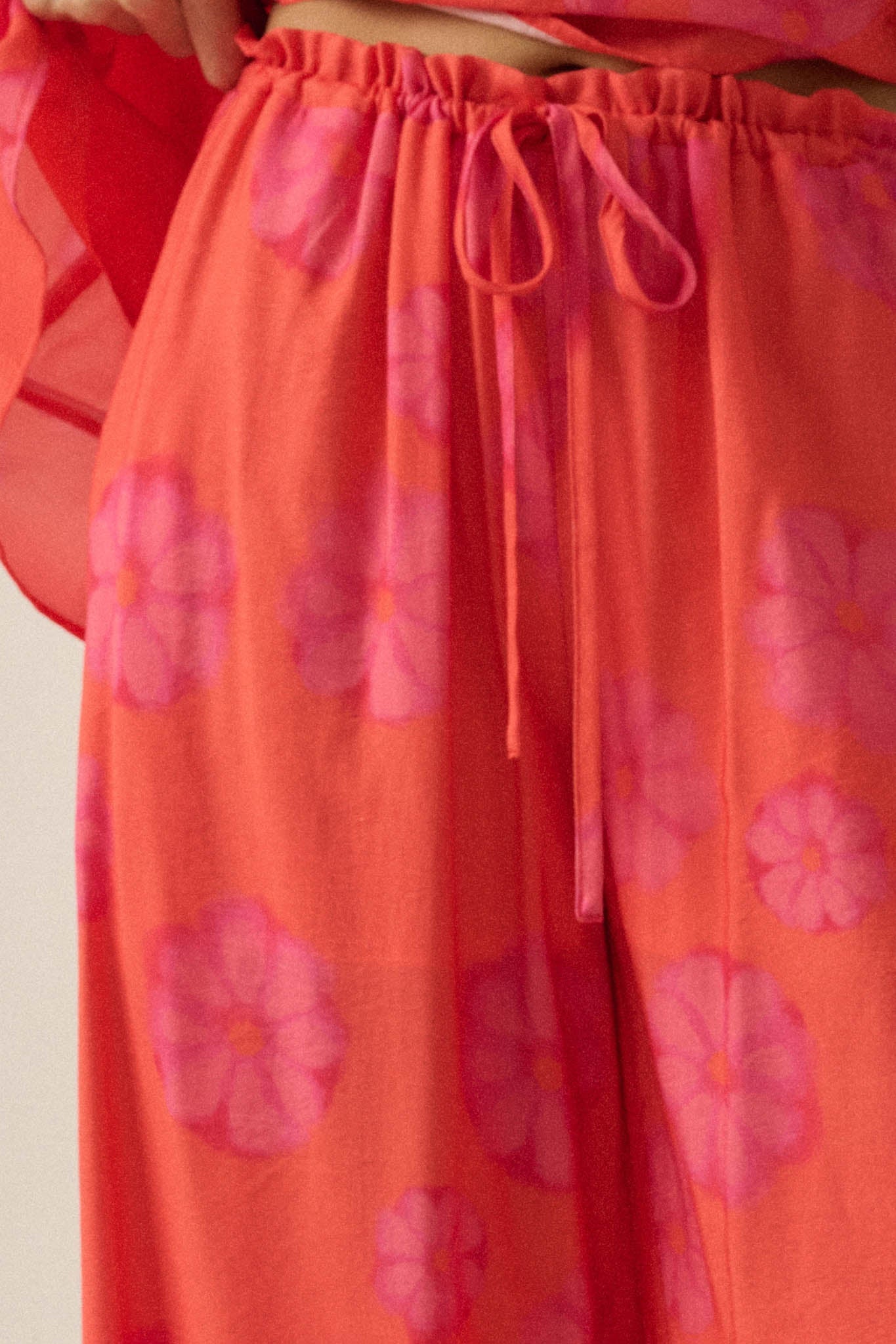 Delightful Days Floral Wide-Leg Drawstring Pants
