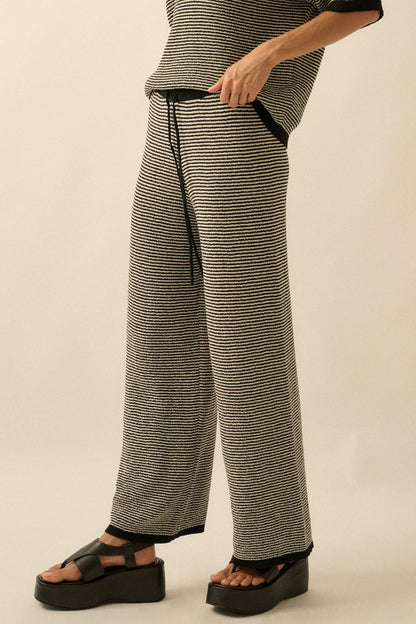 Blessed Day Striped Knit Drawstring Sweater Pants