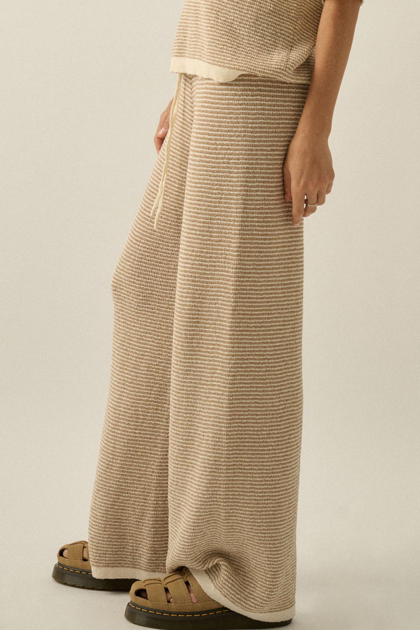 Blessed Day Striped Knit Drawstring Sweater Pants