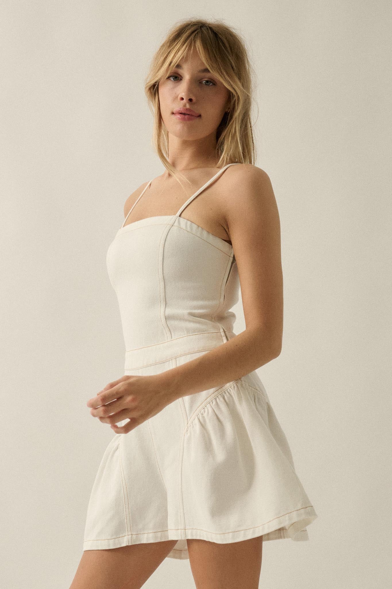 Good Jeans Denim Ruffled Wide-Leg Cami Romper