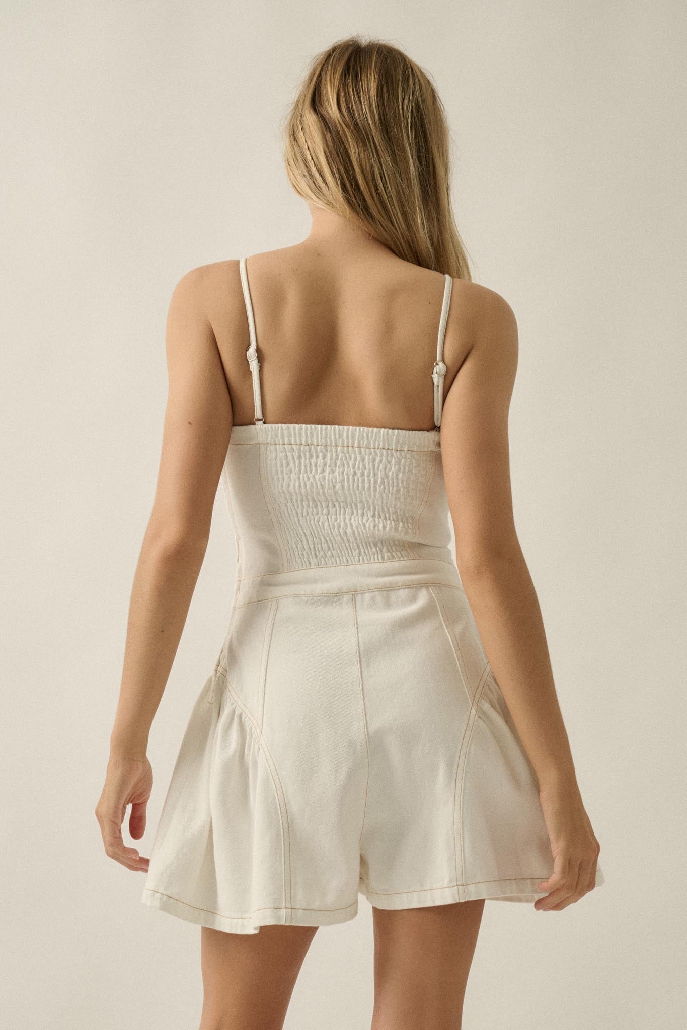 Good Jeans Denim Ruffled Wide-Leg Cami Romper