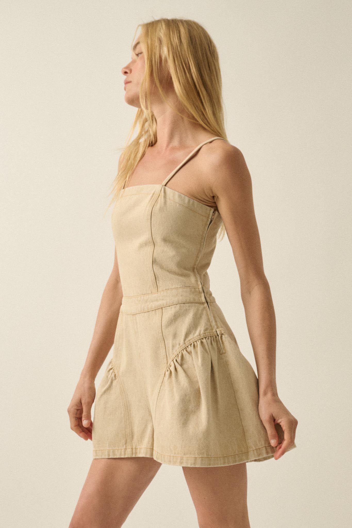Good Jeans Denim Ruffled Wide-Leg Cami Romper