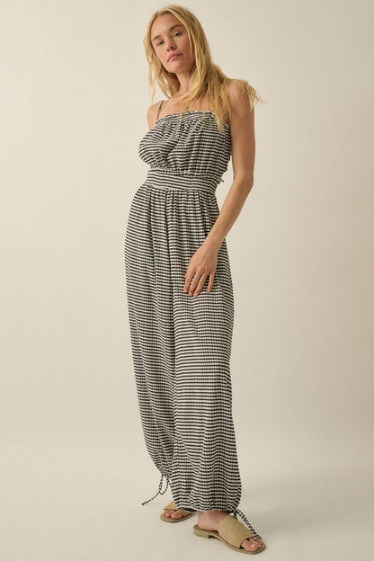 Pure Sweetness Gingham Tie-Back Balloon Jumpsuit