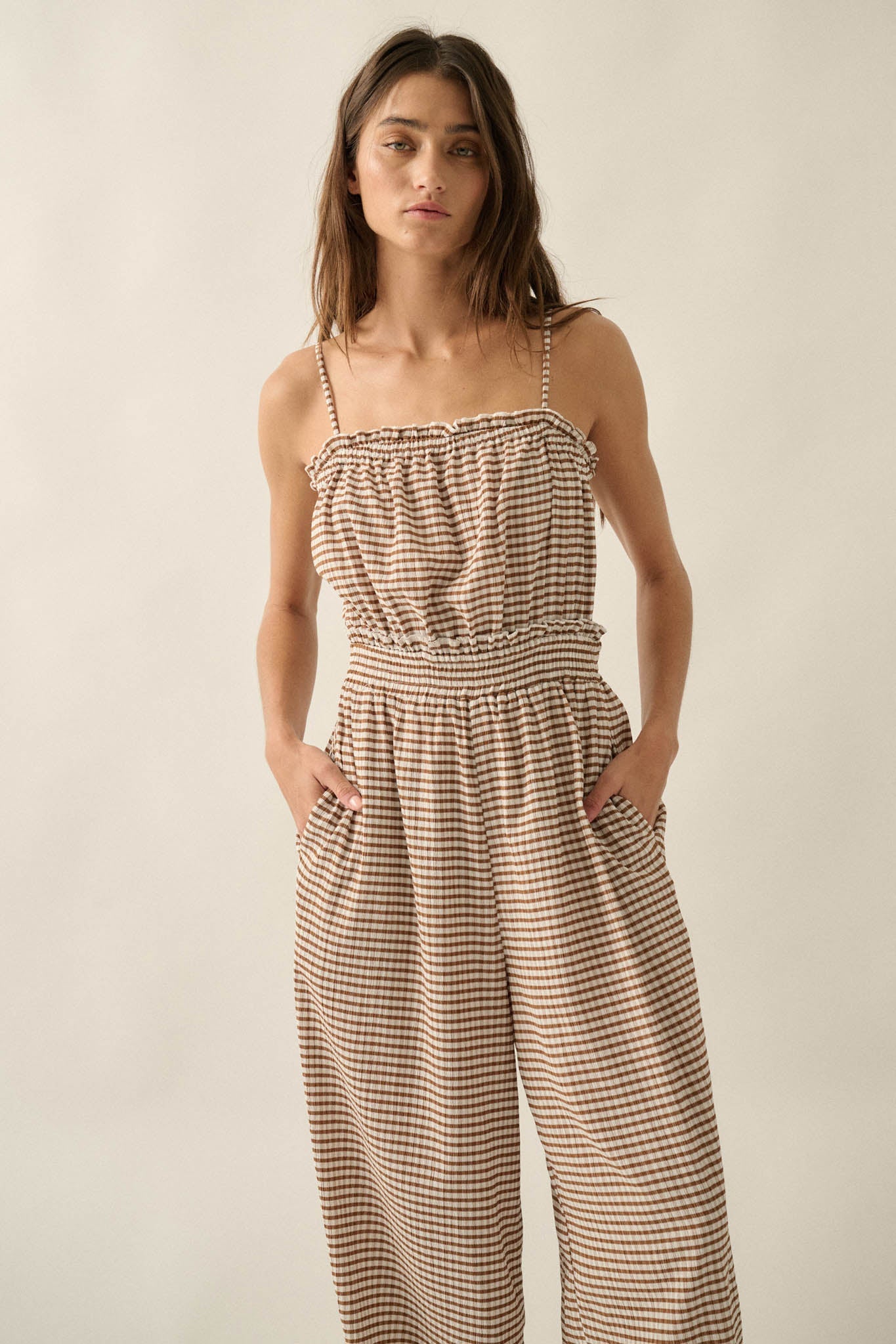 Pure Sweetness Gingham Tie-Back Balloon Jumpsuit
