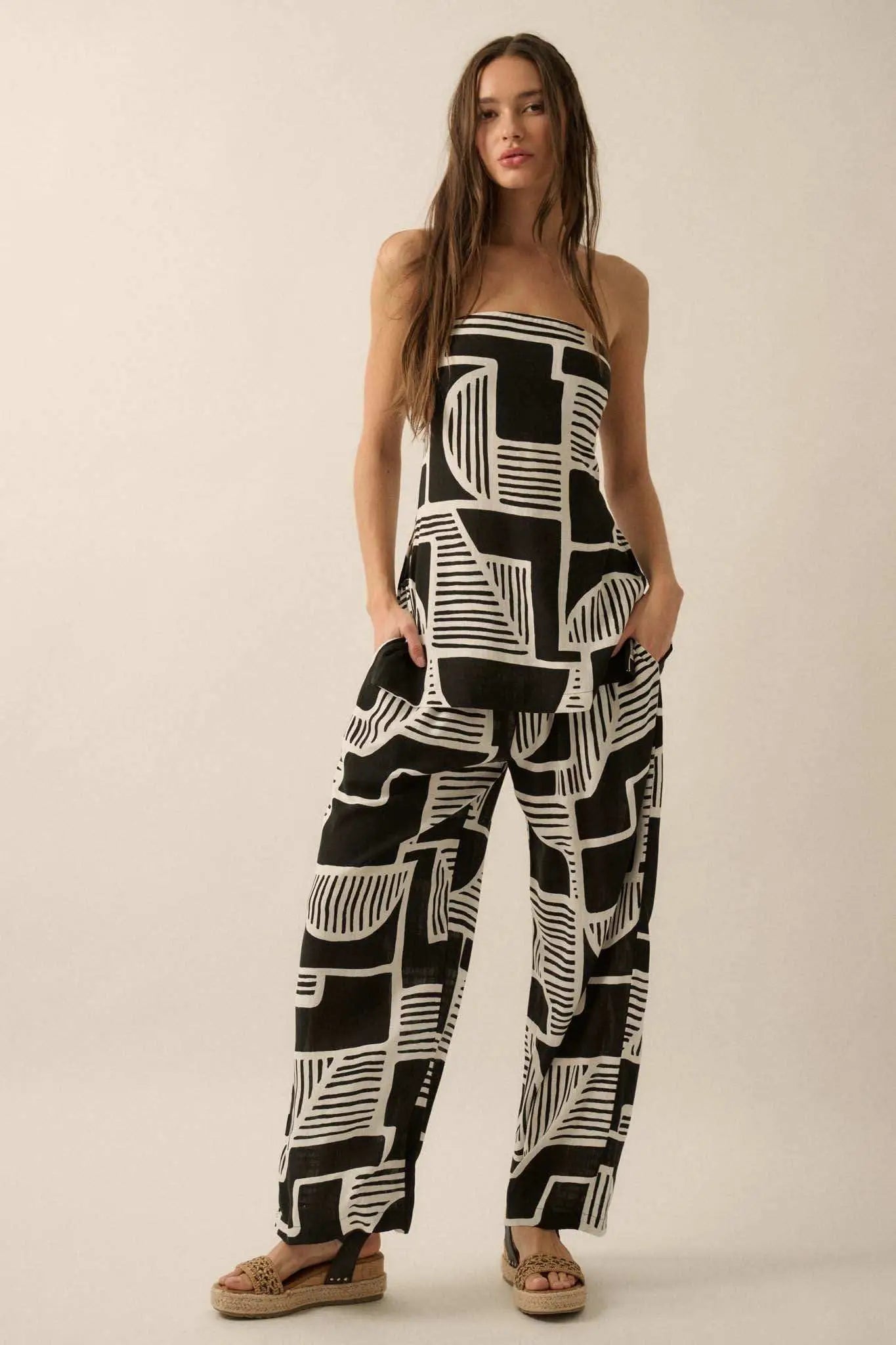 Perfect Shape Geo-Print Wide-Leg Pants