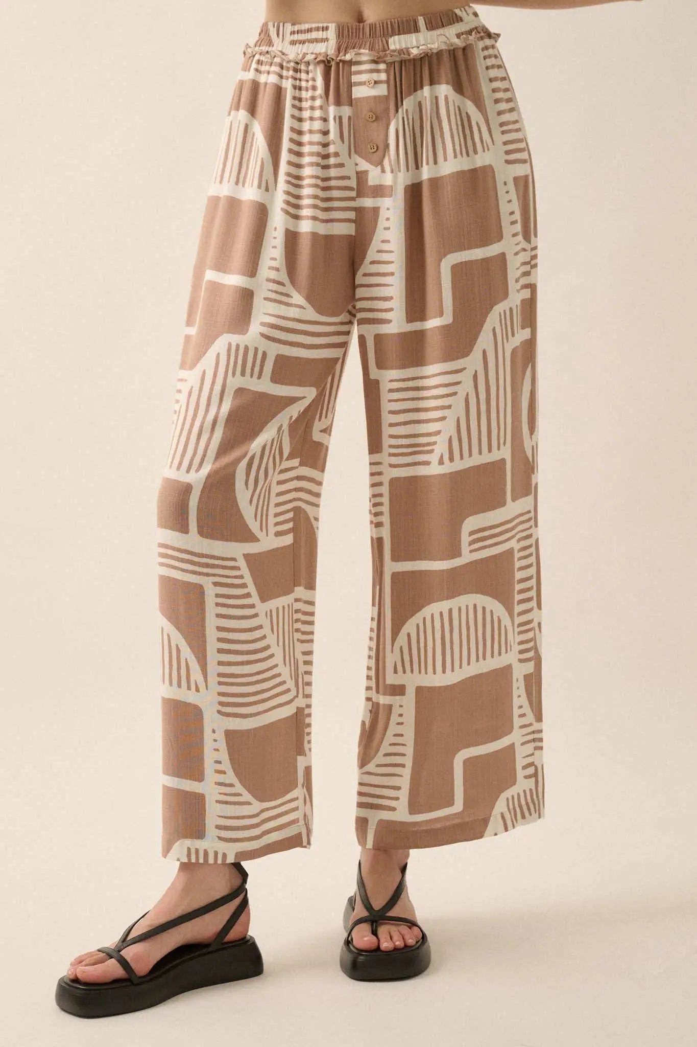 Perfect Shape Geo-Print Wide-Leg Pants