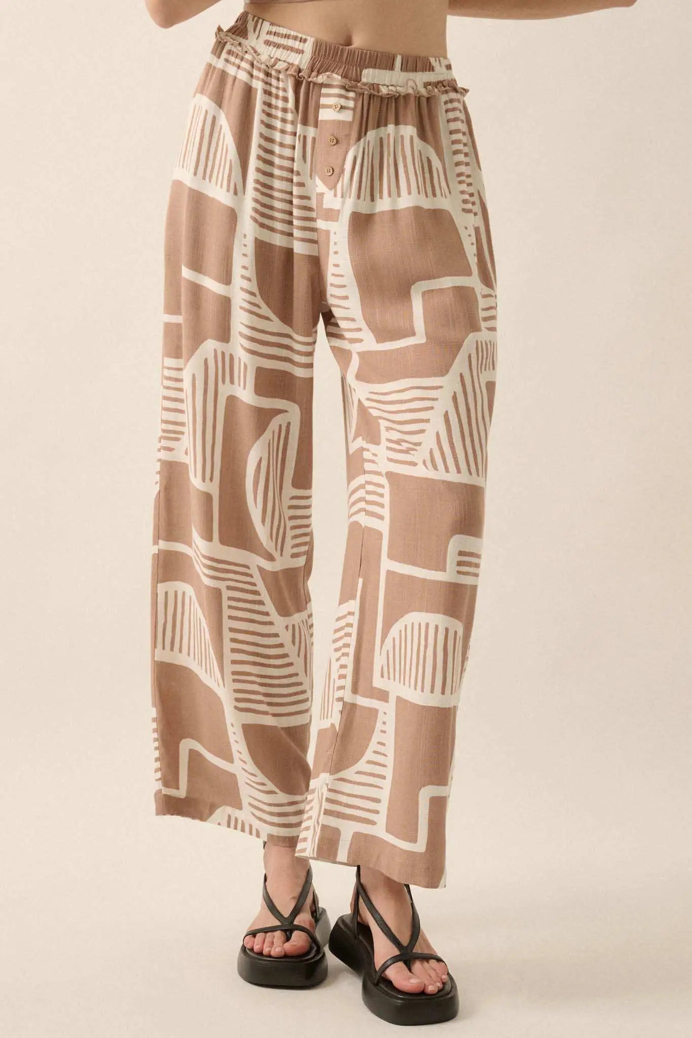 Perfect Shape Geo-Print Wide-Leg Pants
