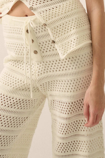 Peaceful Feeling Crochet Knit Split-Hem Pants