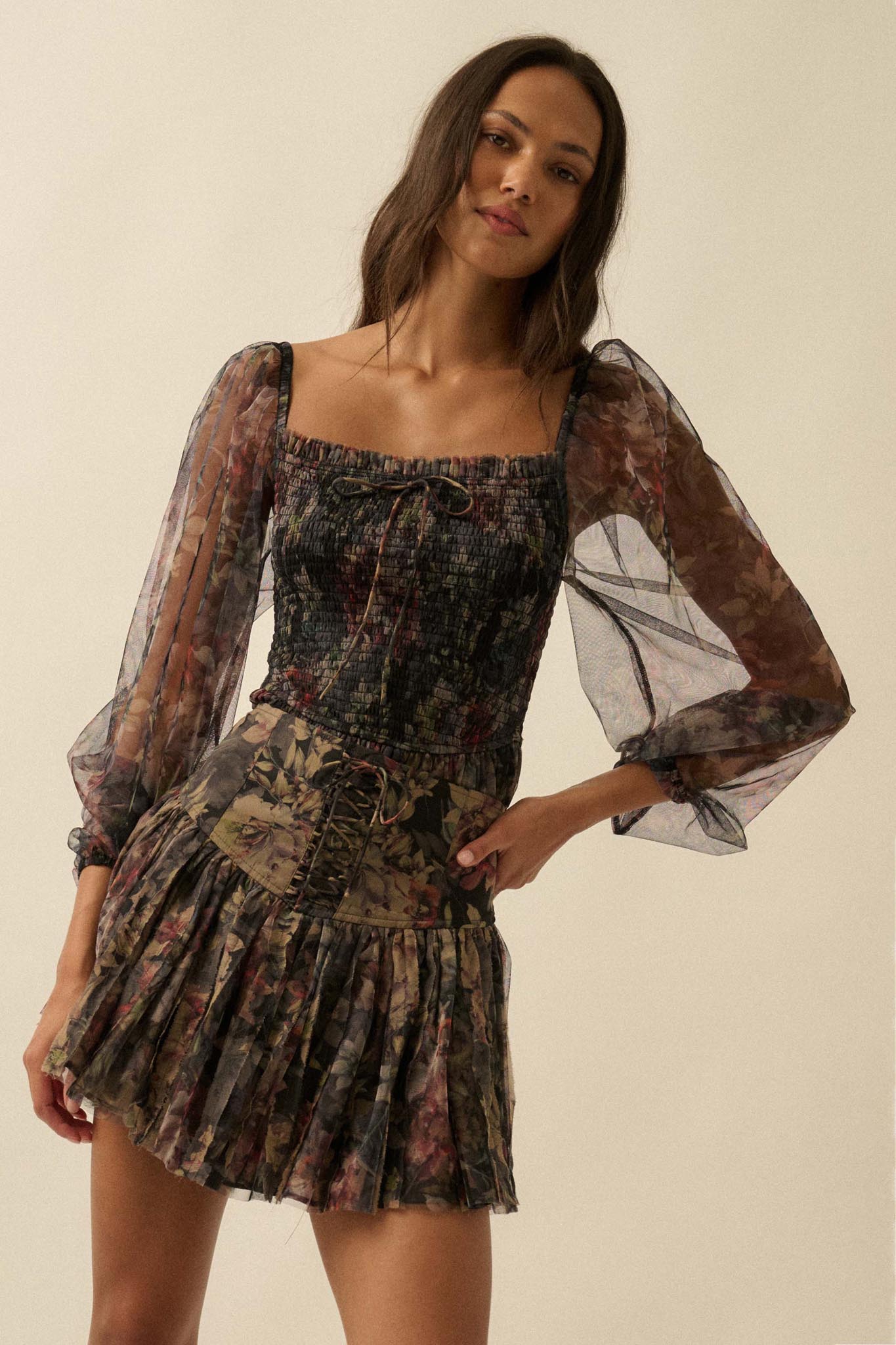 Blossoming Bliss Floral Drop-Waist Mini Skort