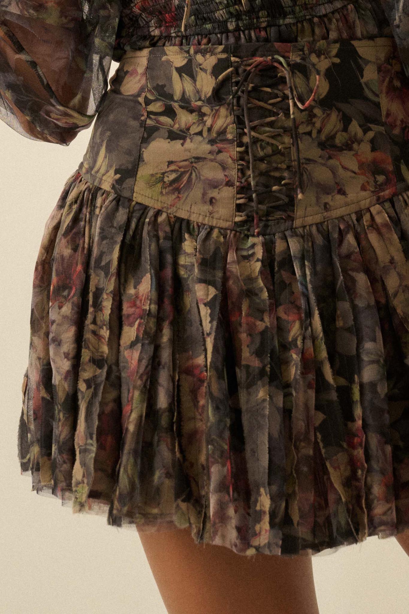 Blossoming Bliss Floral Drop-Waist Mini Skort