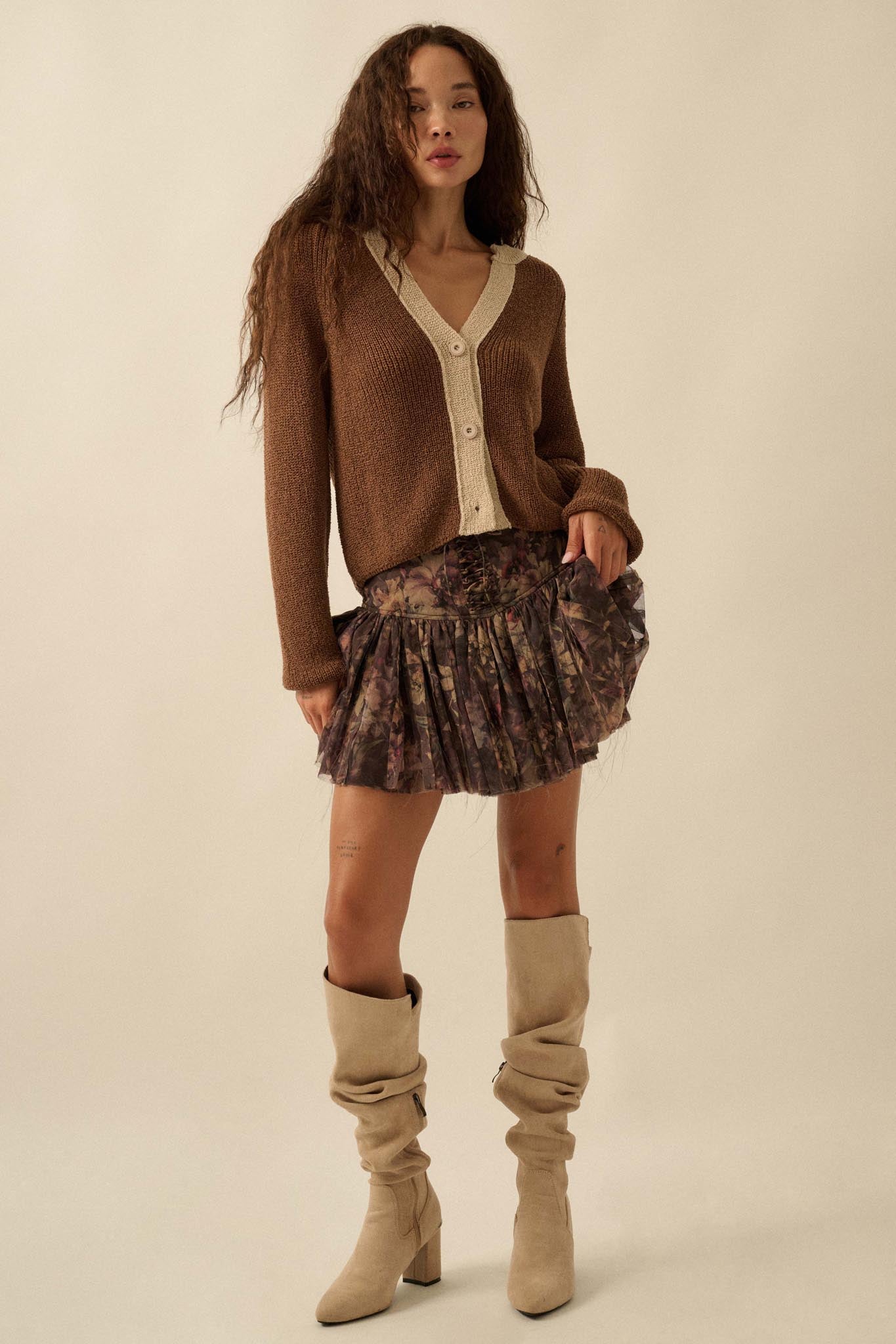 Blossoming Bliss Floral Drop-Waist Mini Skort
