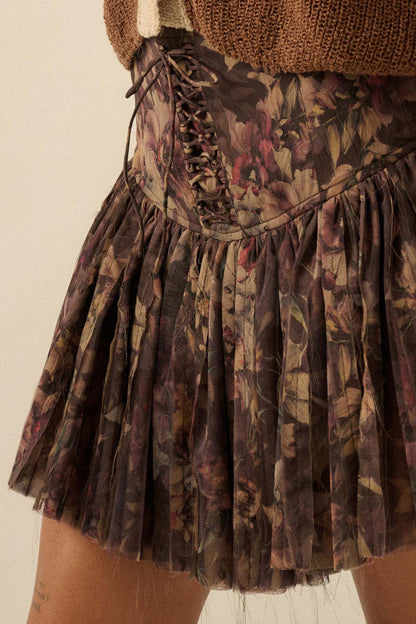 Blossoming Bliss Floral Drop-Waist Mini Skort