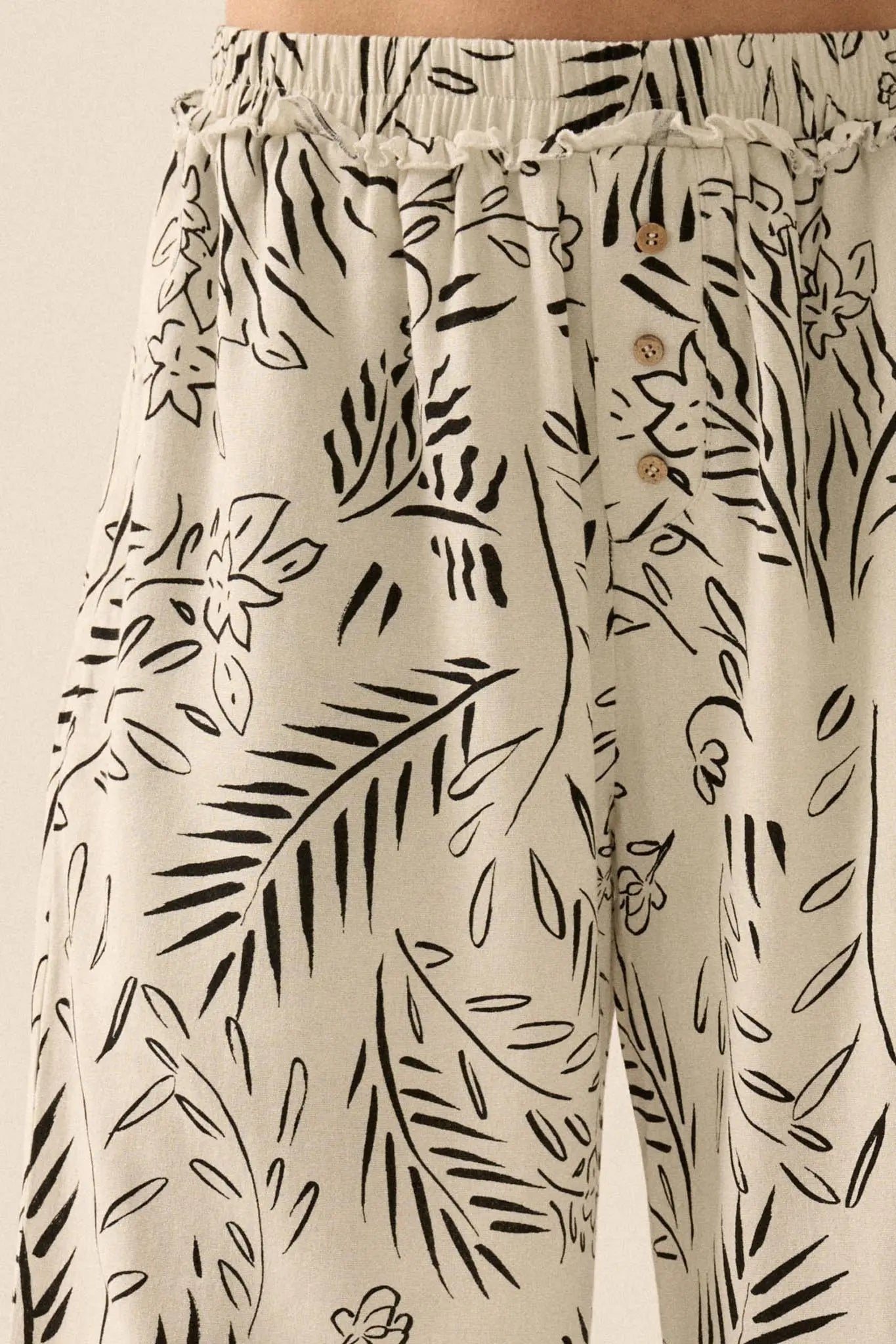 Artful Blooms Floral Wide-Leg Pants