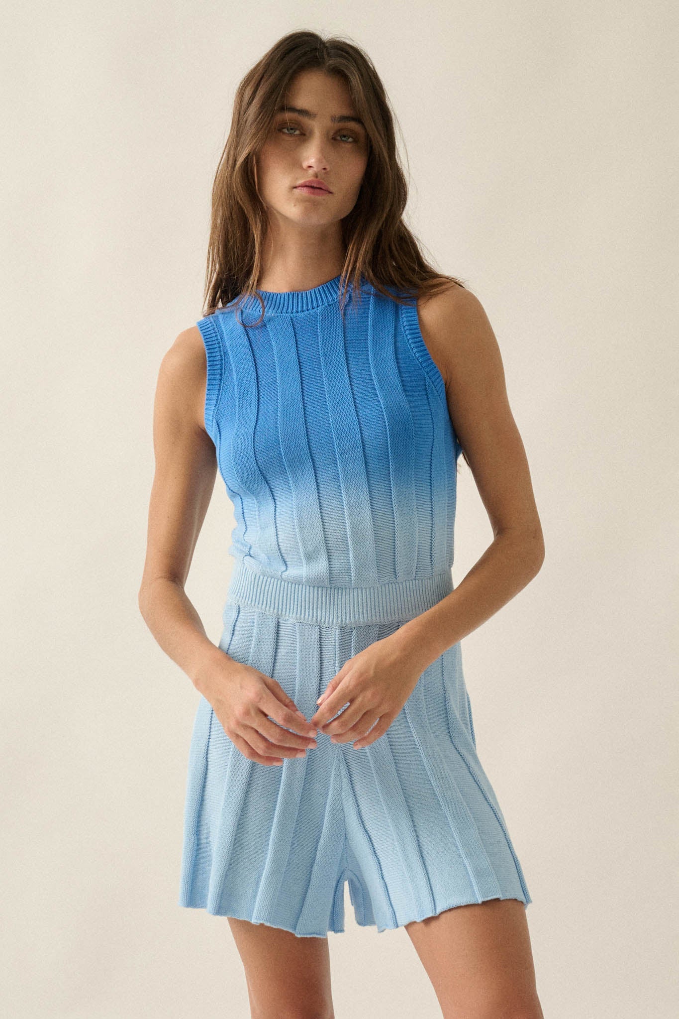 Not Fade Away Ombre Ribbed Knit Sleeveless Romper