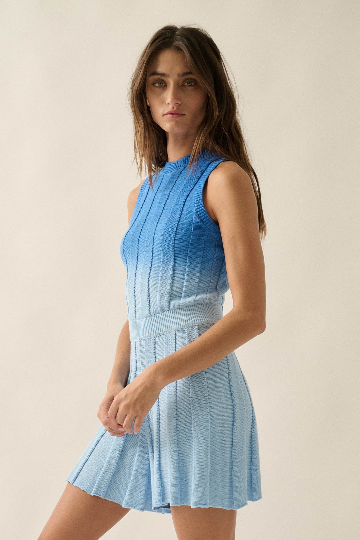 Not Fade Away Ombre Ribbed Knit Sleeveless Romper