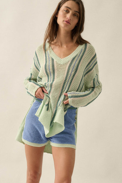 High Tide Stripe-Detail Knit Sweater Shorts