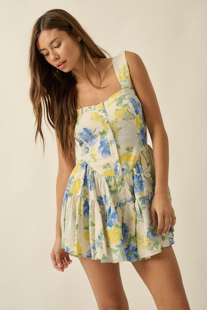 Beauty Within Floral Buttoned Tiered Ruffle Romper