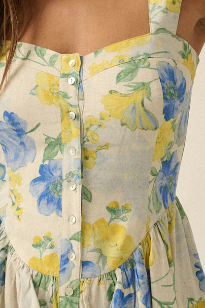Beauty Within Floral Buttoned Tiered Ruffle Romper