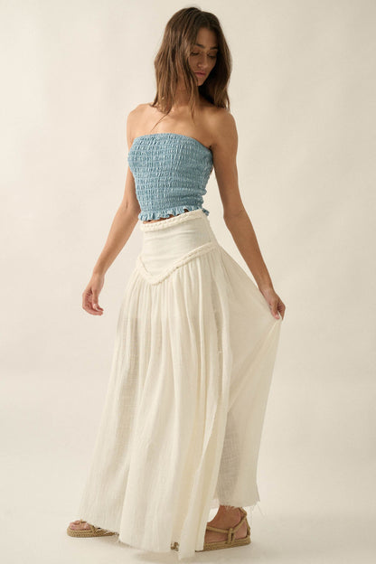 Breath of Air Cotton Gauze Drop-Waist Maxi Skort