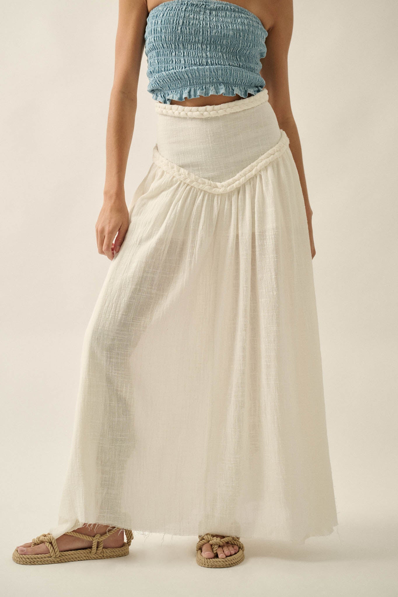 Breath of Air Cotton Gauze Drop-Waist Maxi Skort