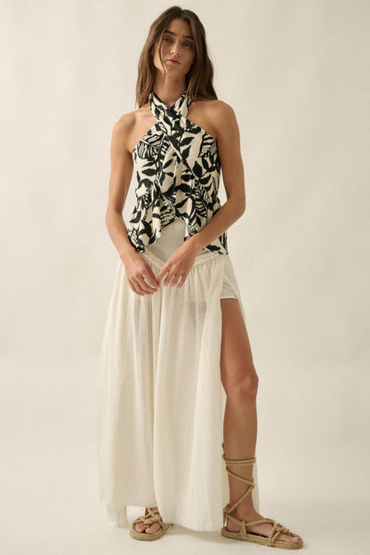 Breath of Air Cotton Gauze Drop-Waist Maxi Skort