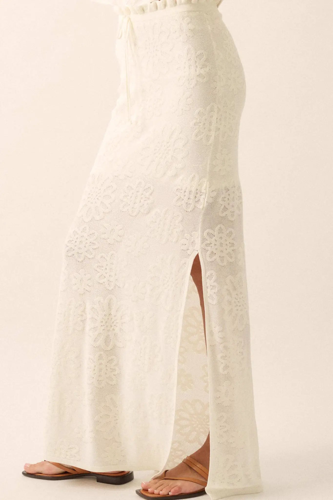 Flowers Forever Floral Jacquard Knit Maxi Skirt