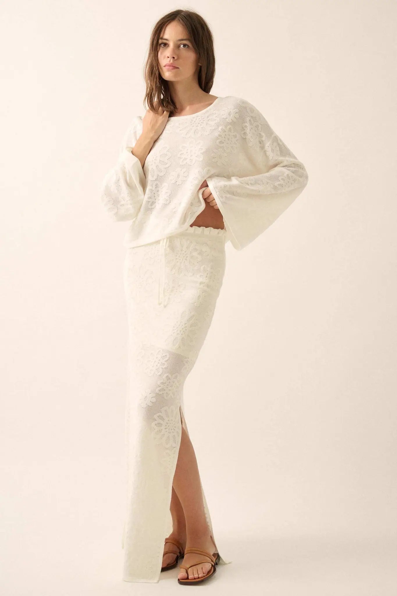 Flowers Forever Floral Jacquard Knit Maxi Skirt