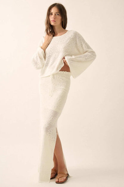 Flowers Forever Floral Jacquard Knit Maxi Skirt