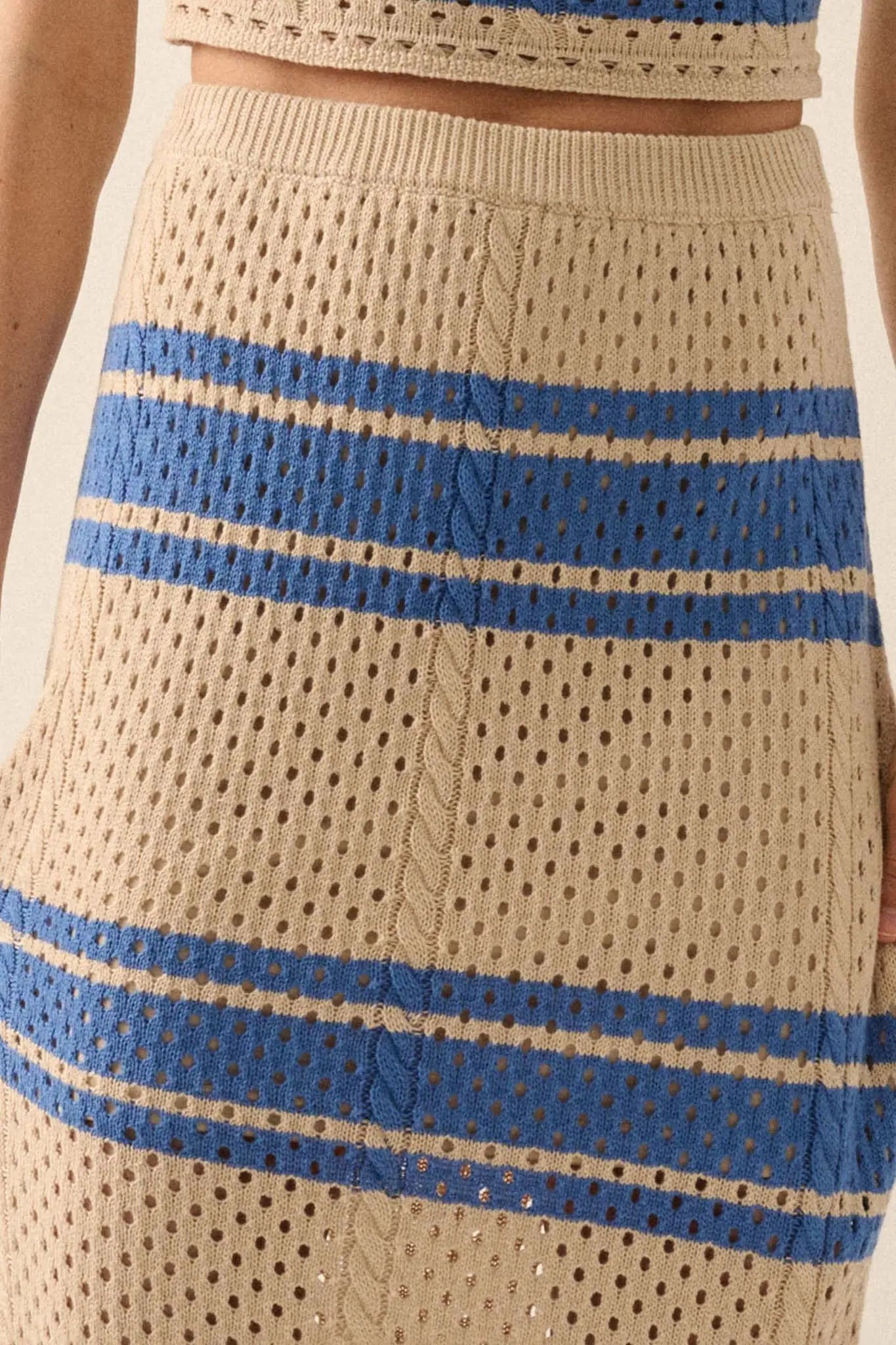 Perfect Timing Striped Crochet Knit Maxi Skirt