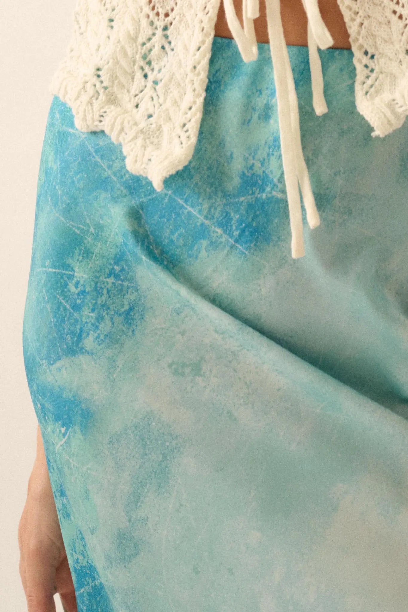 Dancing in the Rain Tie-Dye Satin Maxi Skirt