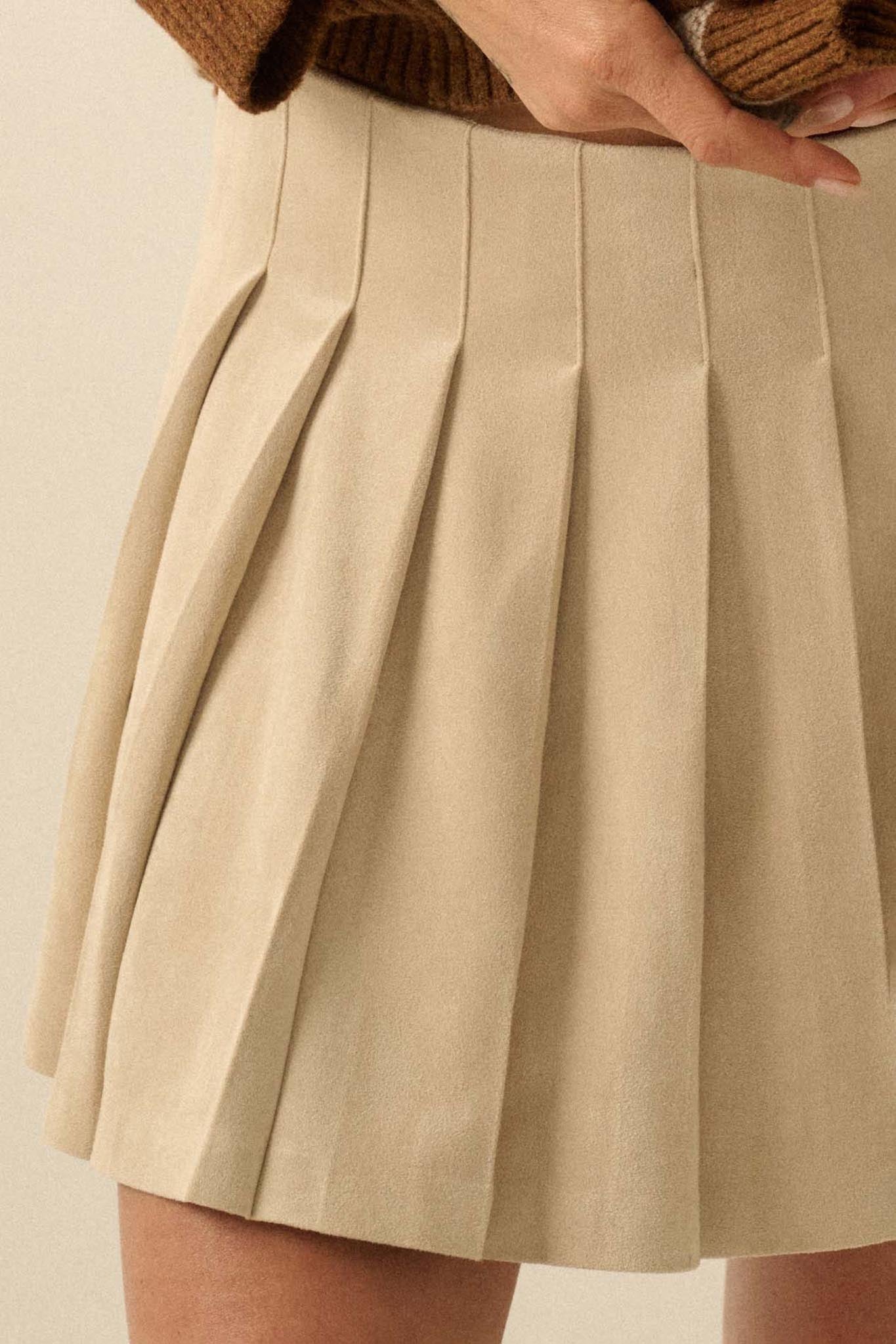 Soft Serve Vegan Suede Pleated Mini Skirt