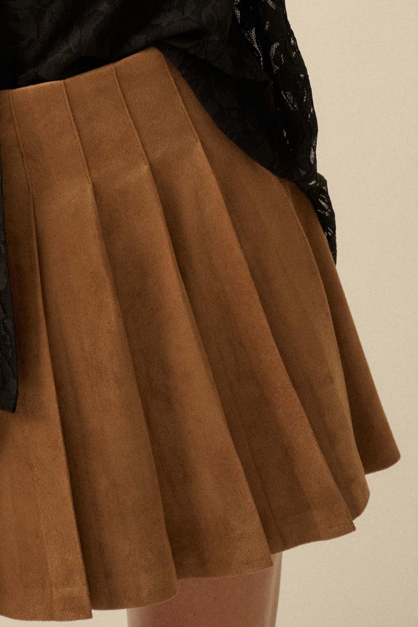 Soft Serve Vegan Suede Pleated Mini Skirt