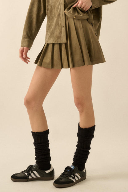 Soft Serve Vegan Suede Pleated Mini Skirt