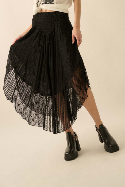 Just Divine Lace Drop-Waist Handkerchief Midi Skirt