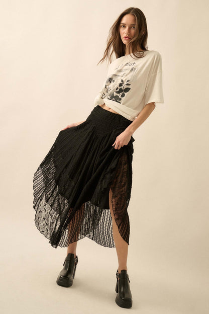 Just Divine Lace Drop-Waist Handkerchief Midi Skirt