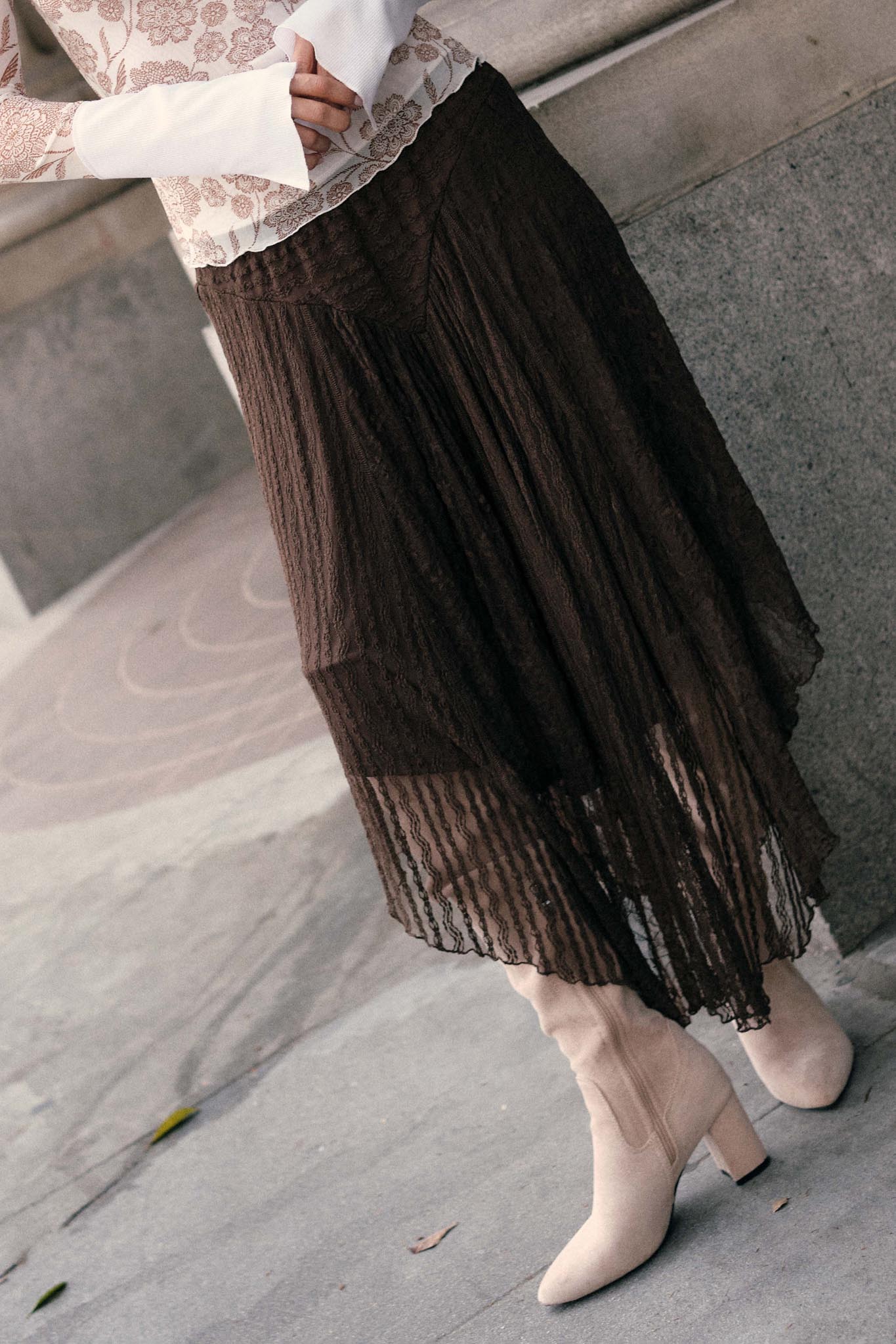 Just Divine Lace Drop-Waist Handkerchief Midi Skirt