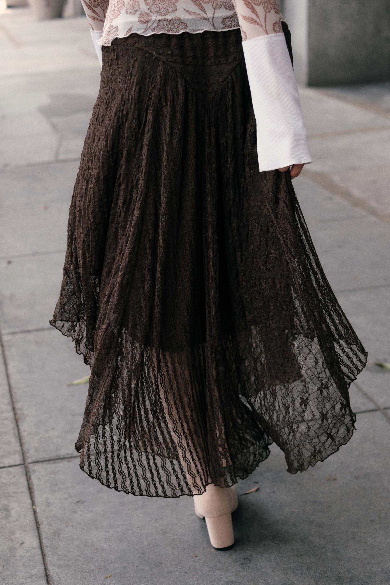 Just Divine Lace Drop-Waist Handkerchief Midi Skirt