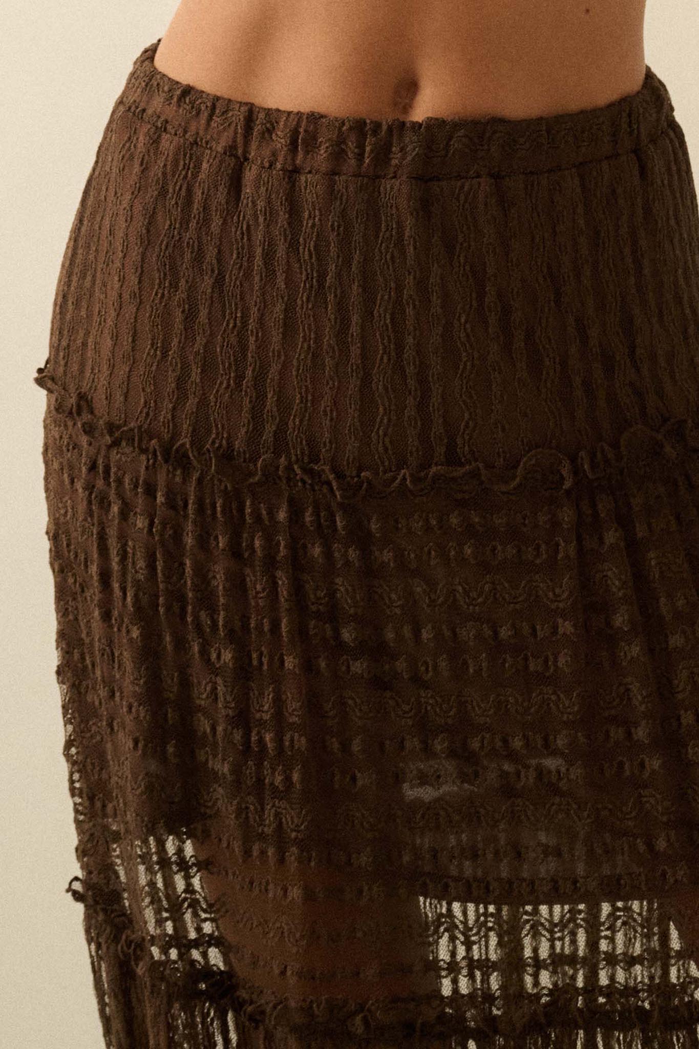 Dreaming of You Striped Lace Tiered Maxi Skirt