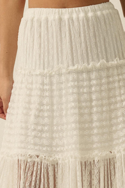 Dreaming of You Striped Lace Tiered Maxi Skirt
