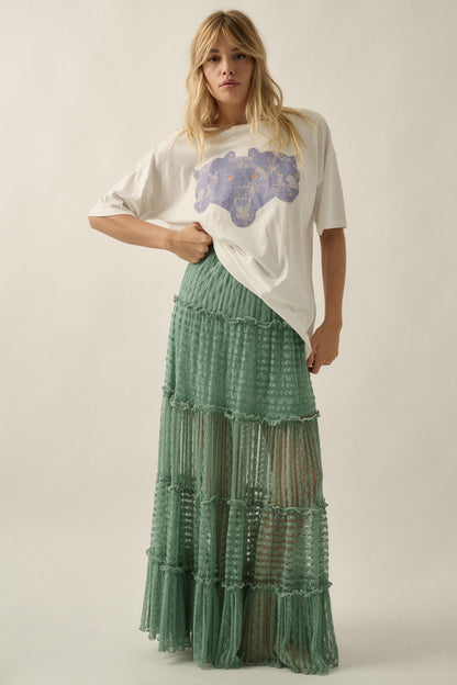 Dreaming of You Striped Lace Tiered Maxi Skirt
