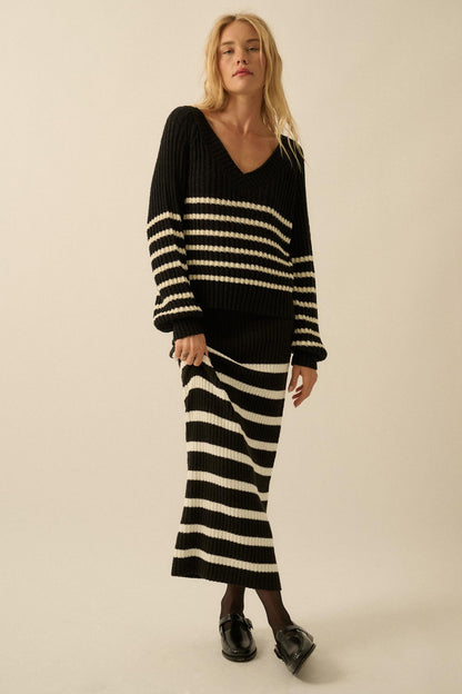 Promise the Label Striped Maxi Sweater Skirt