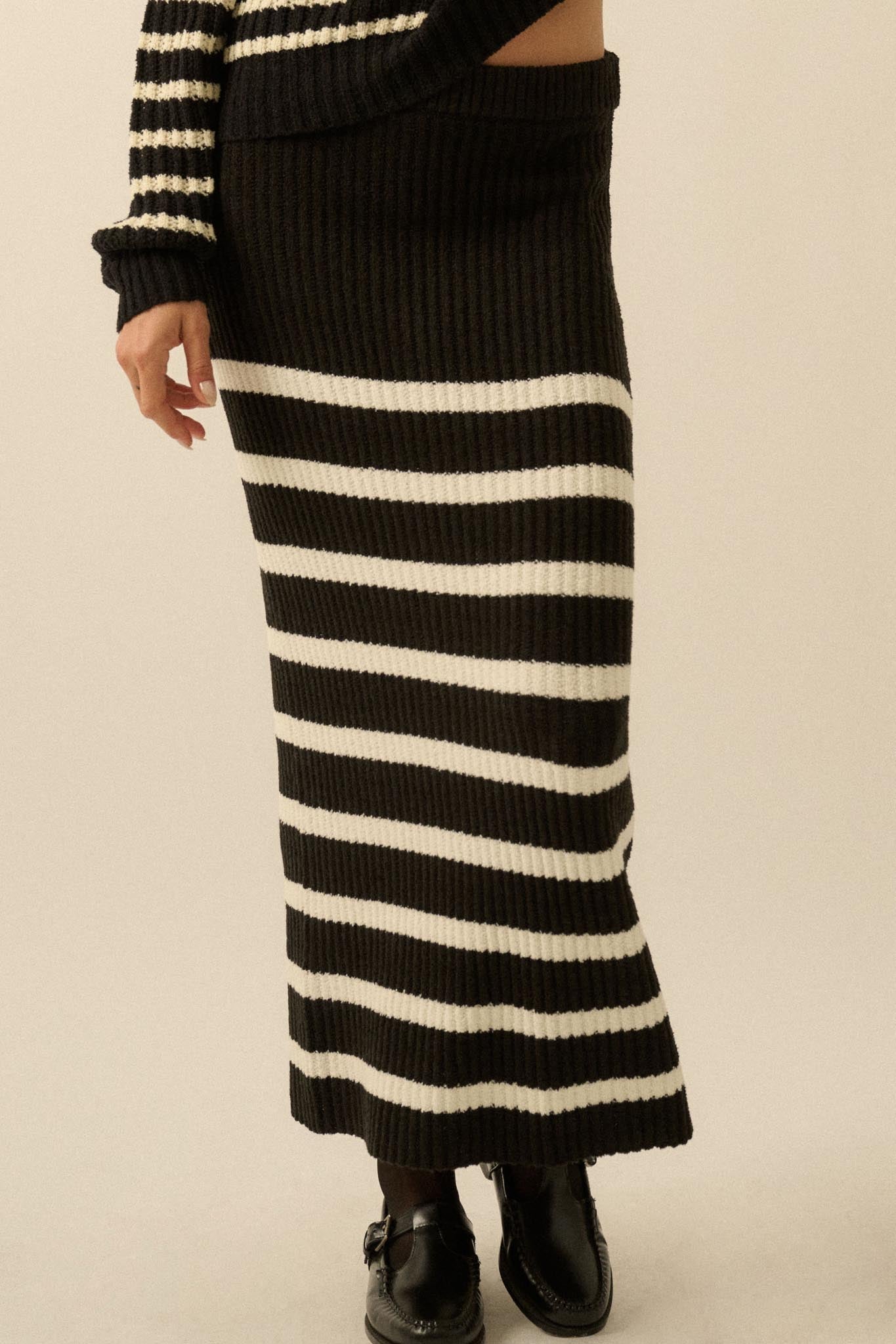 Promise the Label Striped Maxi Sweater Skirt