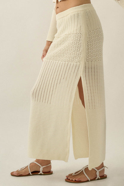 More Than Anything Pointelle Rib-Knit Maxi Skirt