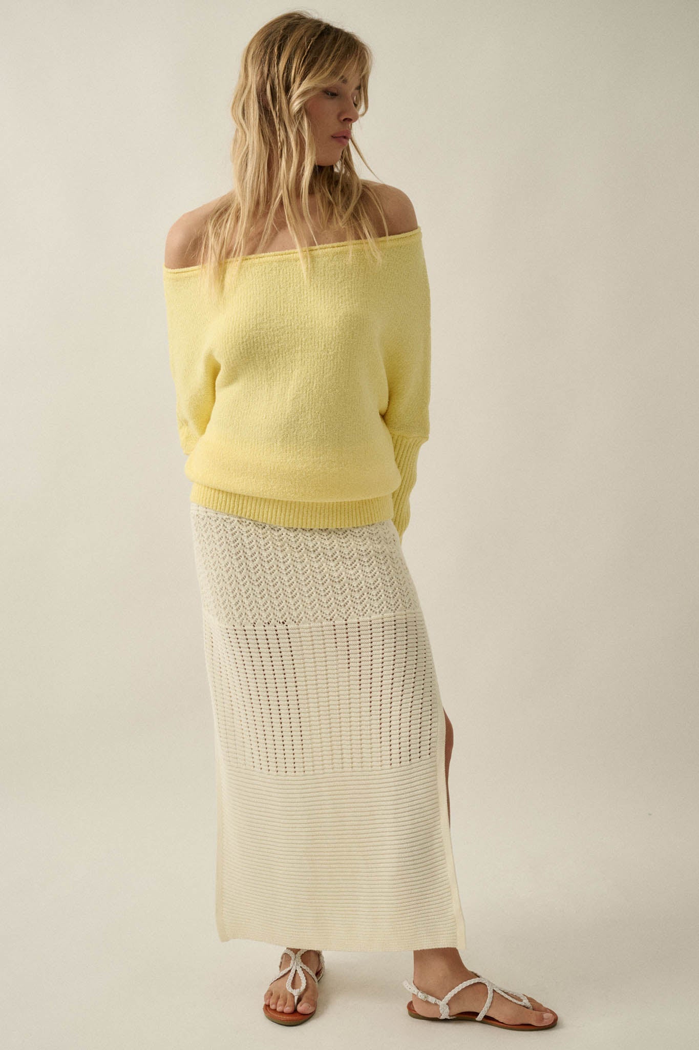 More Than Anything Pointelle Rib-Knit Maxi Skirt