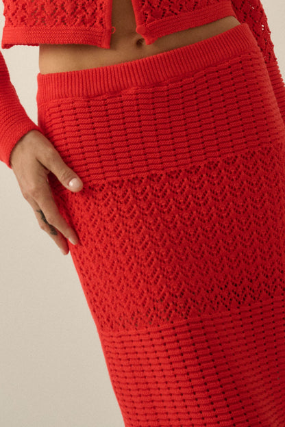 More Than Anything Pointelle Rib-Knit Maxi Skirt