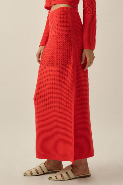 More Than Anything Pointelle Rib-Knit Maxi Skirt