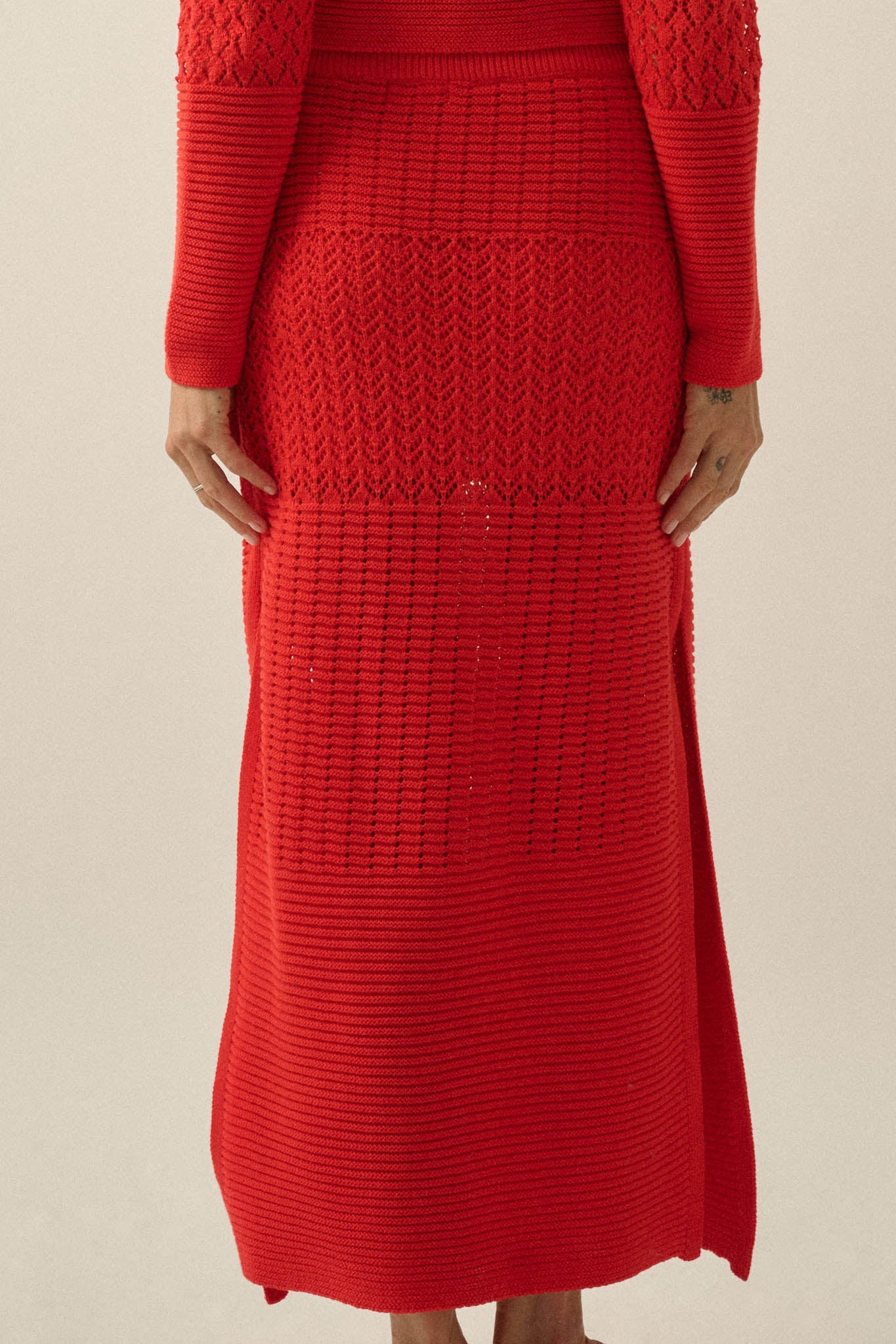 More Than Anything Pointelle Rib-Knit Maxi Skirt