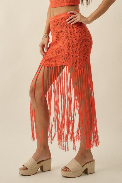 Fringe Festival Crochet Fringed Maxi Skirt