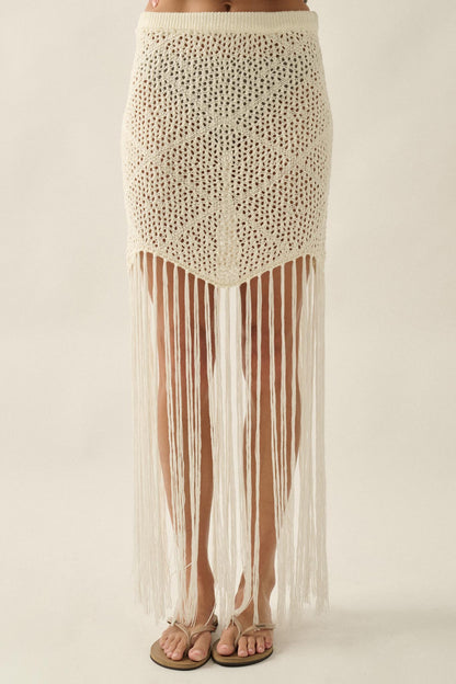 Fringe Festival Crochet Fringed Maxi Skirt